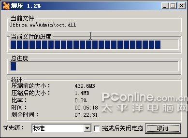 实测KGB压缩:解开1.4MB的Office2007之迷